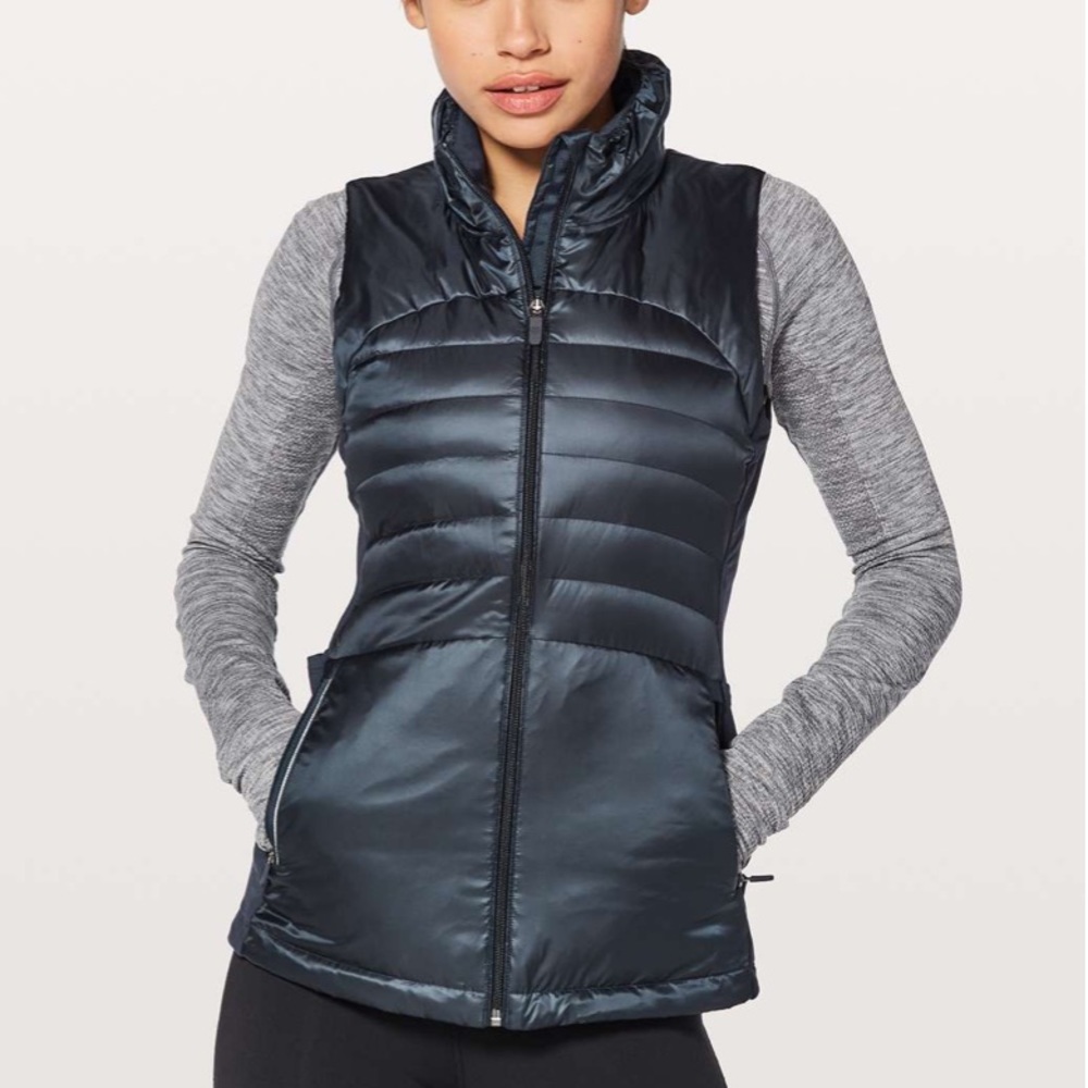 Lululemon Down For A Run Packable Vest II Inkwell Navy 800 Fill Goose Do…